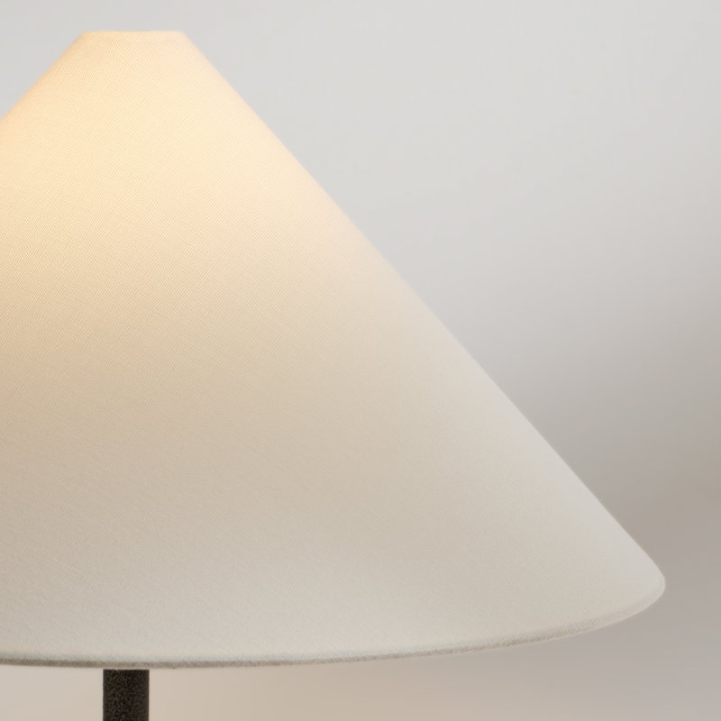 Kelly Wearstler Brachion 1 Light Bedroom Home Office Living Room Lamp With White Linen Shade, Black
