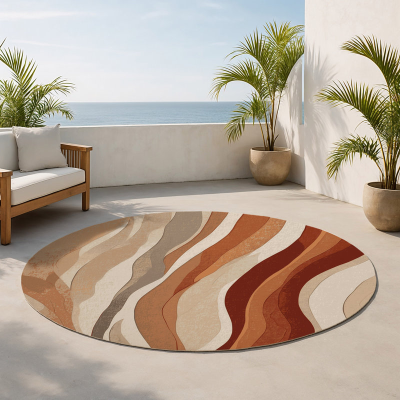 Tapis intérieur et extérieur Amber Tides, Rond 5 pi