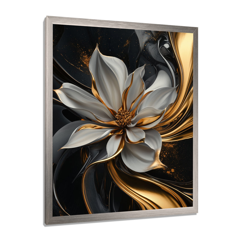 Mollie - art mural floral, Argent argent, H 20 po x l 12 po, Reproduction encadrée d'une seule photo