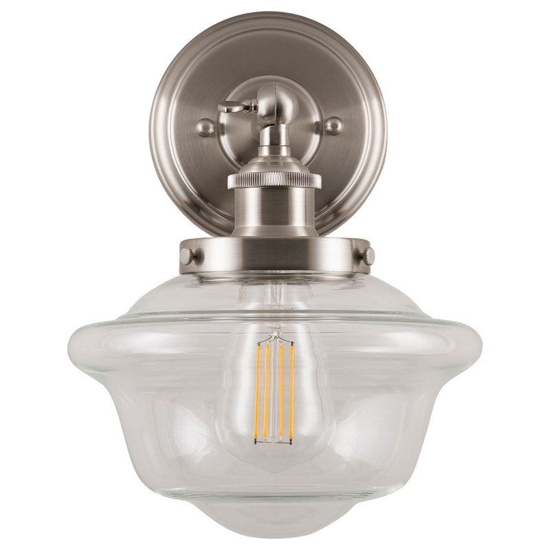 Sille Dimmable LED Bath Sconce, Brushed Nickel, Clear
