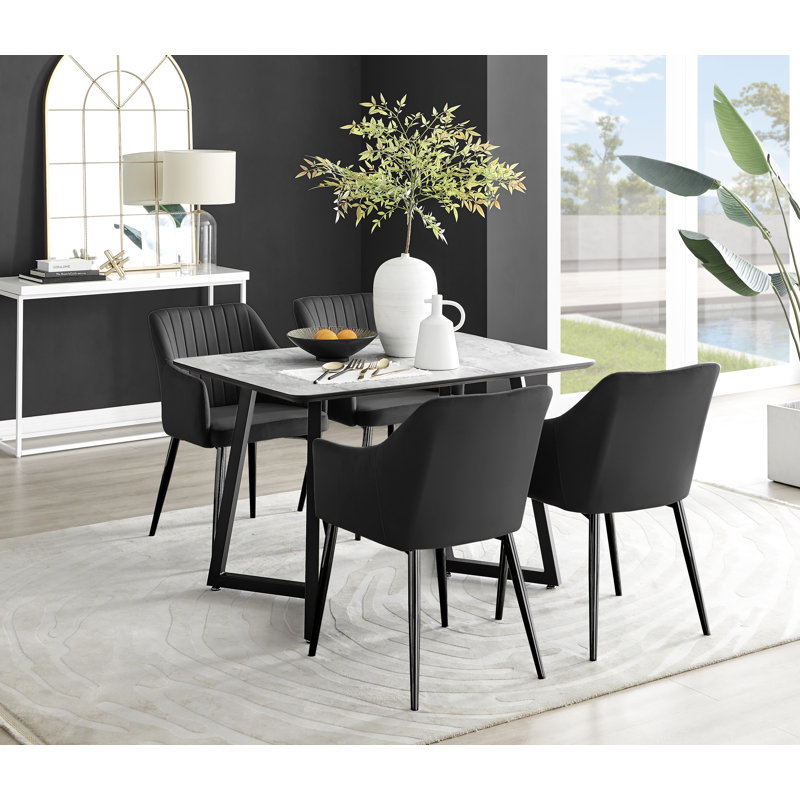 4 -Person Dining Set, Green/Black
