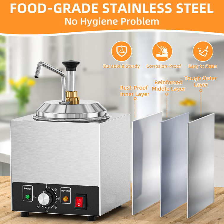 Commercial 2.1qt Cheese Dispenser Stainless 1000W Electric Nacho Cheese Warmer with Pump LIANQIAN LQ7622