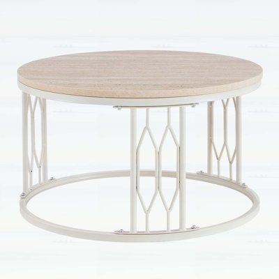 Table basse ronde, design industriel rustique avec structure en métal robuste