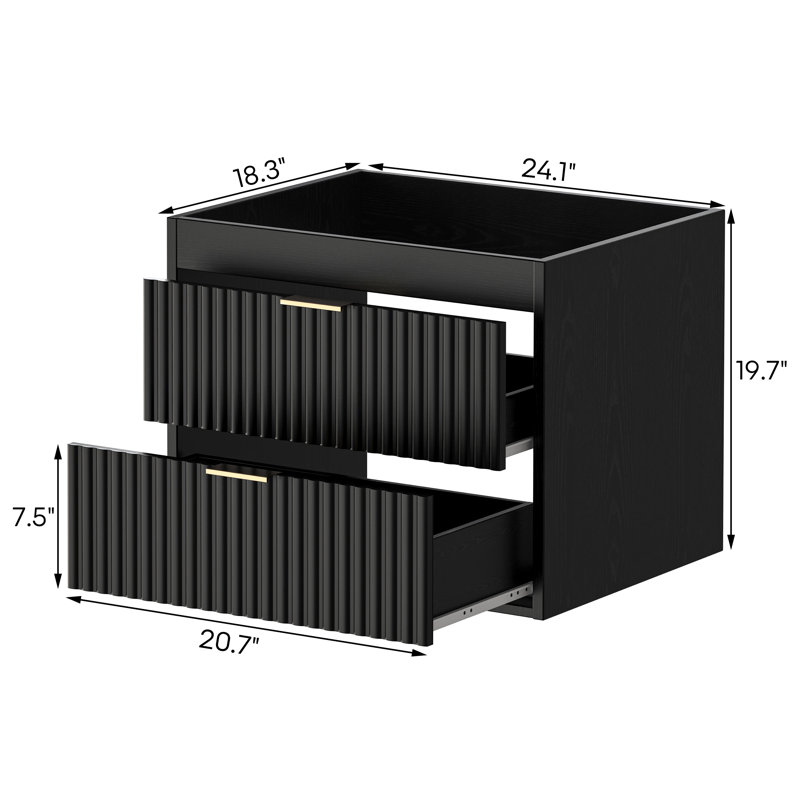 Base de meuble-lavabo simple 24 po seulement, Black