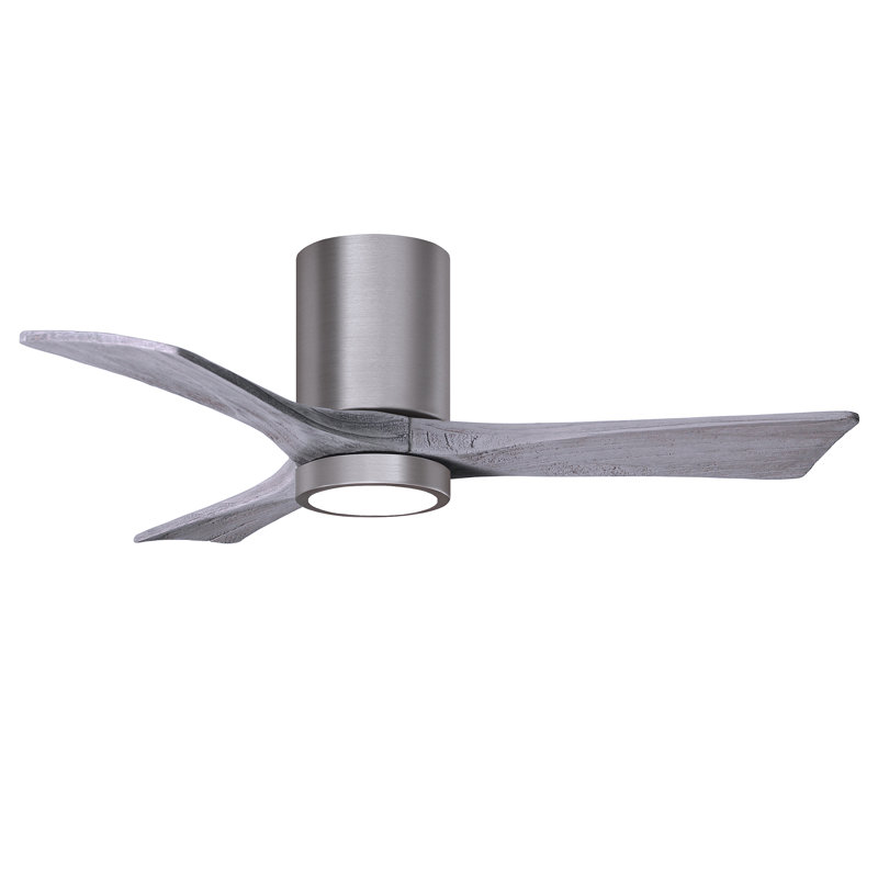 Irene LED Ceiling Fan, Gloss White, Barn Wood Tone, 52"