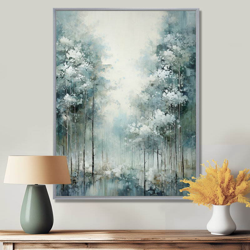 Pin, forêt enchantée I - pin, art mural, H 32 po x l 16 po x P 1 po, Encadrement argenté