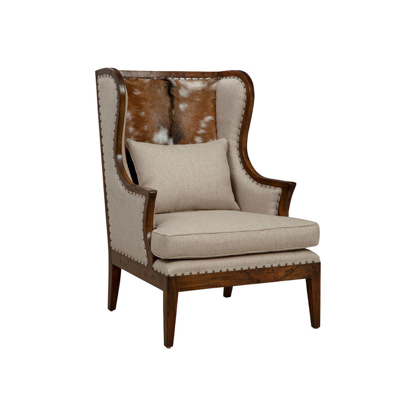 Fauteuil d'appoint à oreilles rembourré échoué, beige