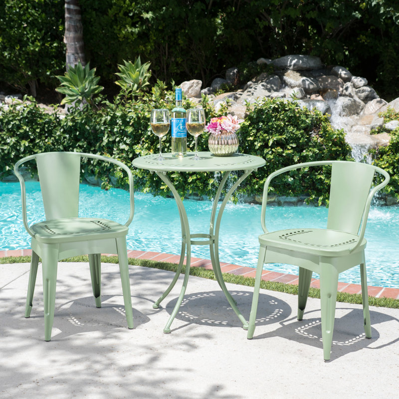 Ensemble de table et chaises en métal 3 pièces Kd, Vert