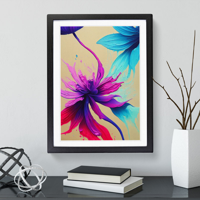A Flower Abstract - Single Picture Frame Print, 64cm H x 46cm W x 2cm D, Black