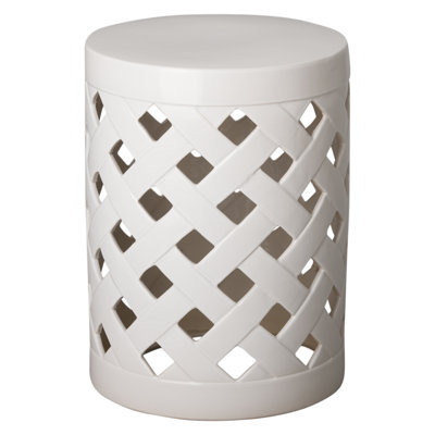 19"H Criss Cross Handcrafted Ceramic Garden Stool