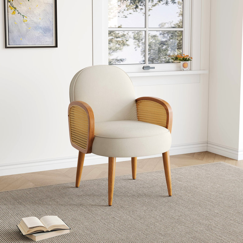 Chaise de style Mid-Century avec velours et structure stable classique attrayante et confortable, Ivoire ivoire
