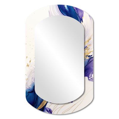 Grand miroir mural bleu et or Splash Paint IV - Abstract Spirals