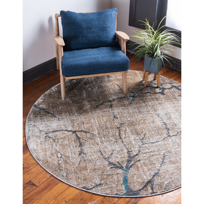 Tapis brun clair Alfieri, Rond 6 pi 1 po