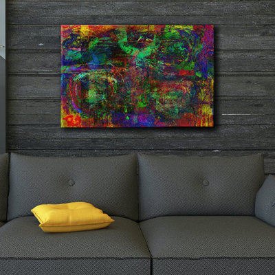 Moody Gothic " Colorful Swirly And Striped Paint Textured Background "