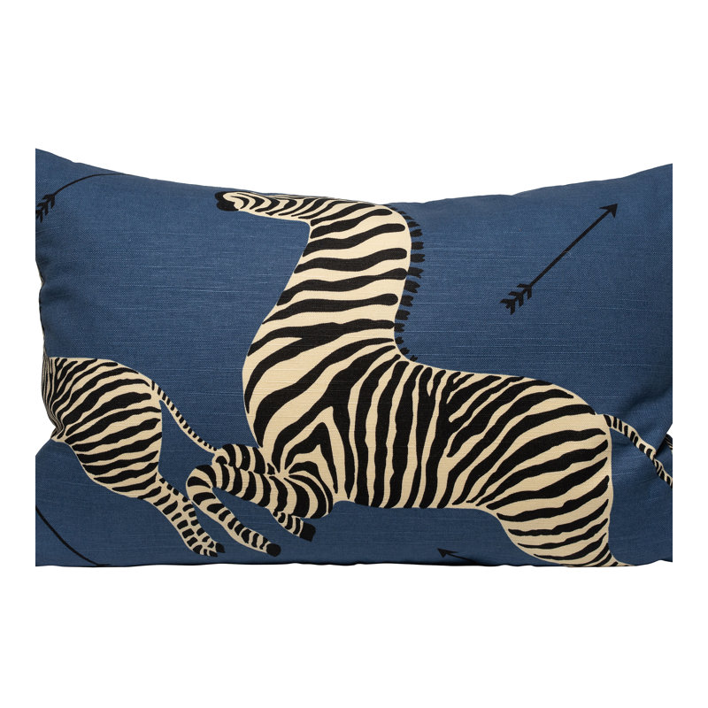 Zebras Lumbar Pillow Cover & Insert, Denim/Black