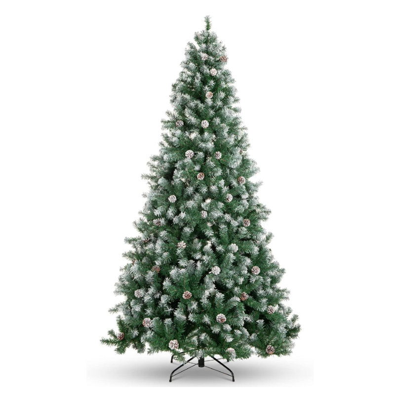 Arbre de Noël artificiel pré-éclairé avec 200 lumières DEL, 500 branches réalistes et un support en métal - Assemblage facile pour la maison, le bureau et les fêtes