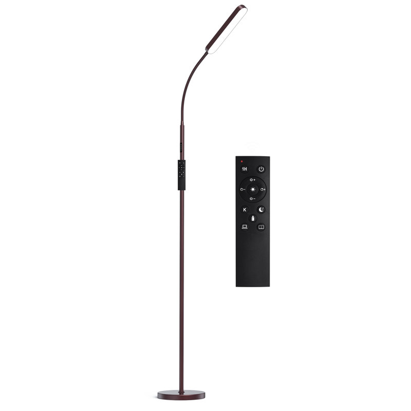 Tanieka 68.7" LED Standing Task/Reading Floor Lamp with Remote Control for Living Room and Bedroom, Brown