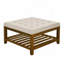 Grande table basse rembourrée en lin capitonné avec tablette en bois de hêtre-408961282