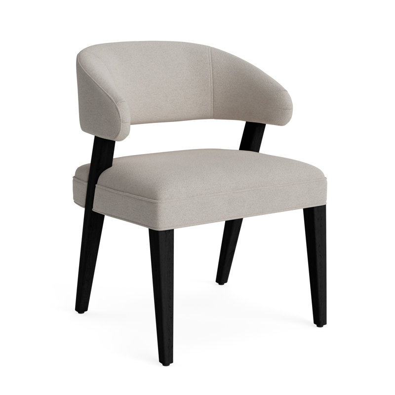 Keane Dining Chair, Performance Boucle - Dove Gray, Black