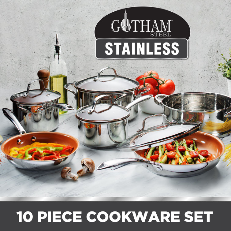 Cooks Standard Stainless Steel Kitchen Cookware Sets 10-Piece, Multi-Ply  Full Clad Pots and Pans Cooking Set with Stay-Cool Handles, Dishwasher  Safe