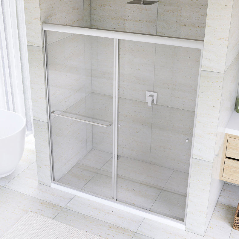 60 po X P 72 po Porte de douche coulissante double H, Nickel brossé