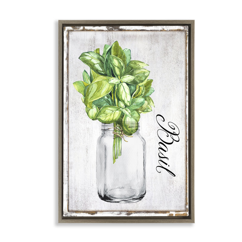  Toile flottante encadrée Rustic Garden Basil par Creatif Belle, Cadre flottant orme Montalcino, H 25 po x l 17 po