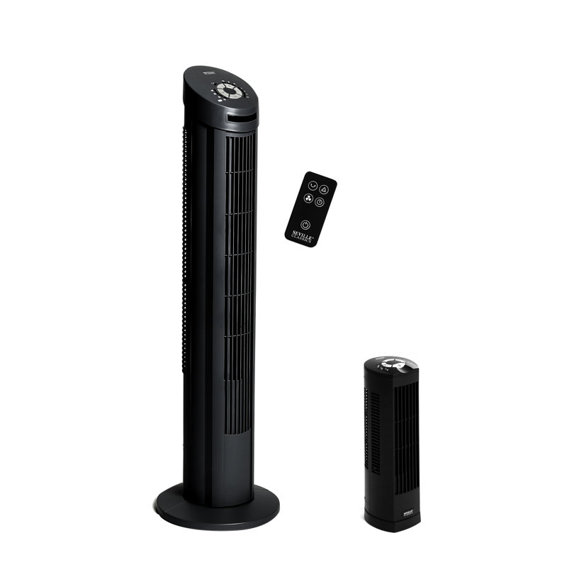 UltraSlimline Black Oscillating Tower Fan Combo with Remote Control