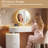 Small Vanity Desk Adjustable Tabletop Length,Storage Cabinet Reversible Layout,Vanity Detachable Mirror