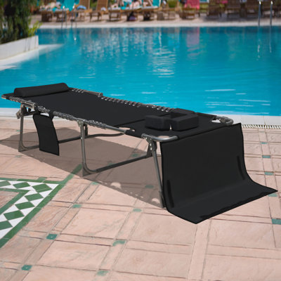 Jenning 22.5" W Powder-Coated Steel Outdoor Chaise Lounge with Cushion 