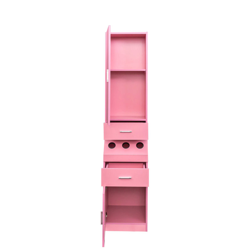Salon Salon, postes de coiffeur avec tablette de rangement à 2 niveaux avec porte, armoire de rangement pour coiffeur avec 2 tiroirs, une grande armoire de rangement et 3 porte-outils chauds