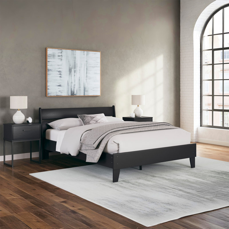 Queen Panel Platform Bed, Black