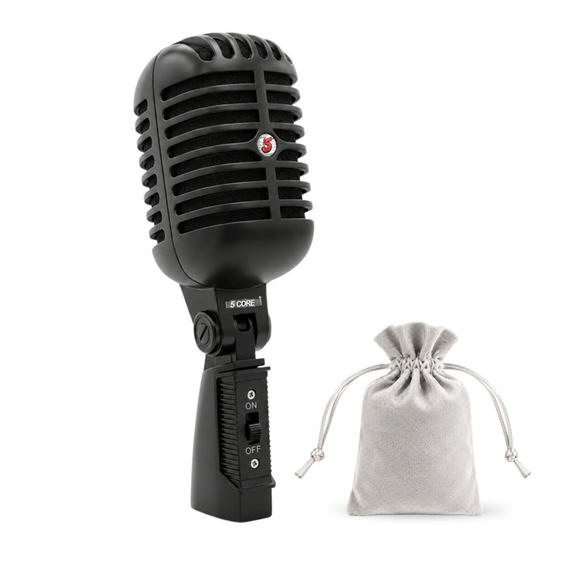 Microphone rétro dynamique à 5 cœurs emblématique de style rétro cardioïde classique