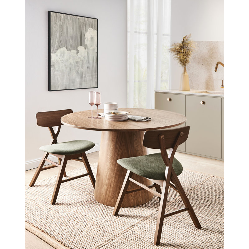 Set of 2 Dining Chairs LELAND Wood Grey, Dark Brown Wood