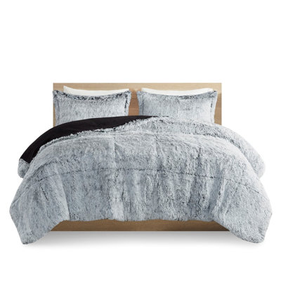Twin/Twin Xl Shaggy Fur Comforter In Grey - , , Soft Reverse, Includes & 2 Shams, Stress With Softness Long Soft, Preserve Texture