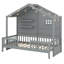 Lit maison avec tablettes, lit maison avec fenêtre et bande lumineuse étincelante sur le toit-1021596937