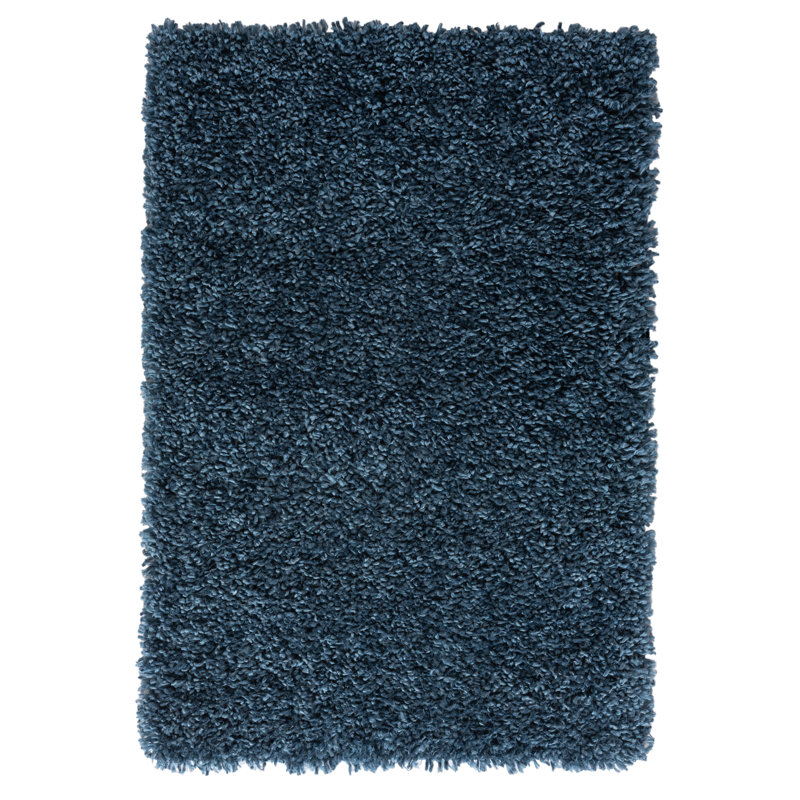 Shaggy Lush Dark Blue Rug, Rectangle 60 x 90cm