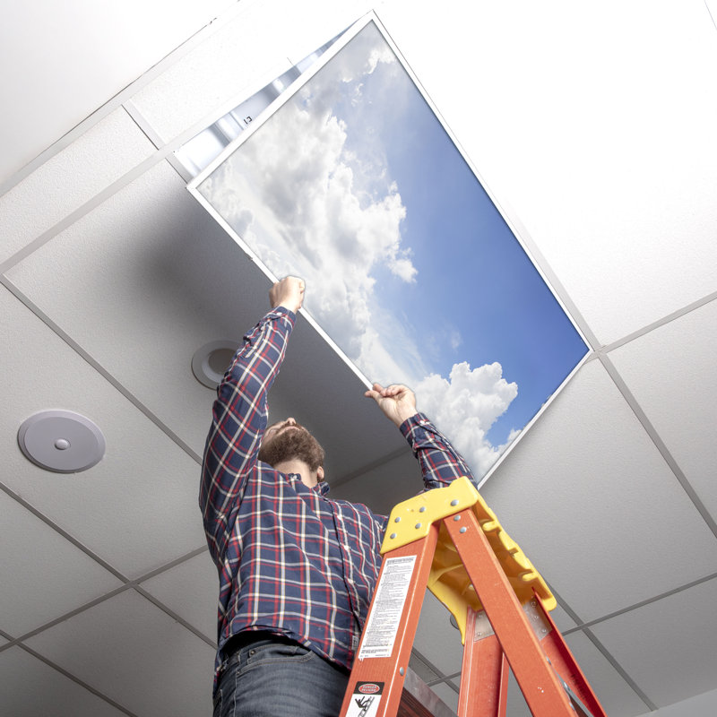 Cloud Classroom Fluorescent Light Covers for Ceiling Lights - For 2x4 Light Fixture - by Octo Lights