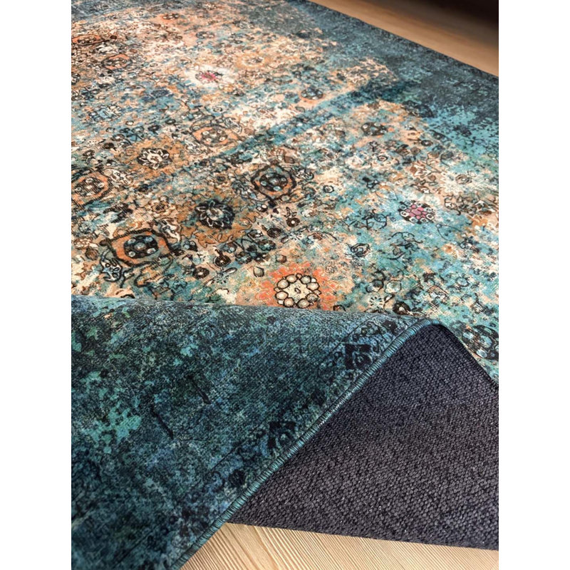 Tapis en coton avec envers antidérapant Lanney, Rectangle 6 pi 7 po x 7 pi 3 po