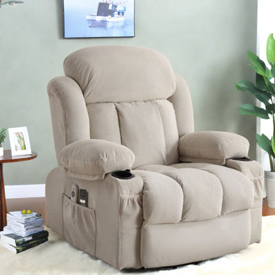 Fauteuil inclinable en velours Power Lift avec chaleur et massage pour le salon