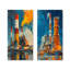 Ensemble de 2 pièces d'art orange et bleu Power Plant I - Power Plants-1950876190-1950876191-1950876193