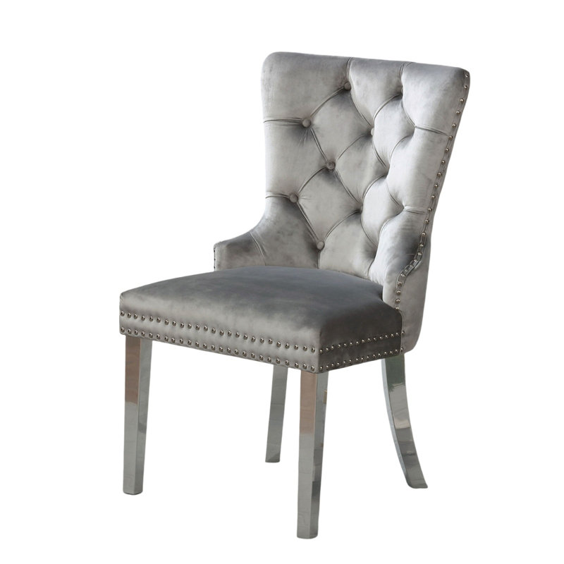 Ensemble de meubles de salle à manger à oreilles contemporain en flanelle 2 pièces, Gris