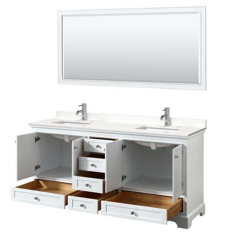 Deborah 72'' Double Bathroom Vanity with Quartz Top