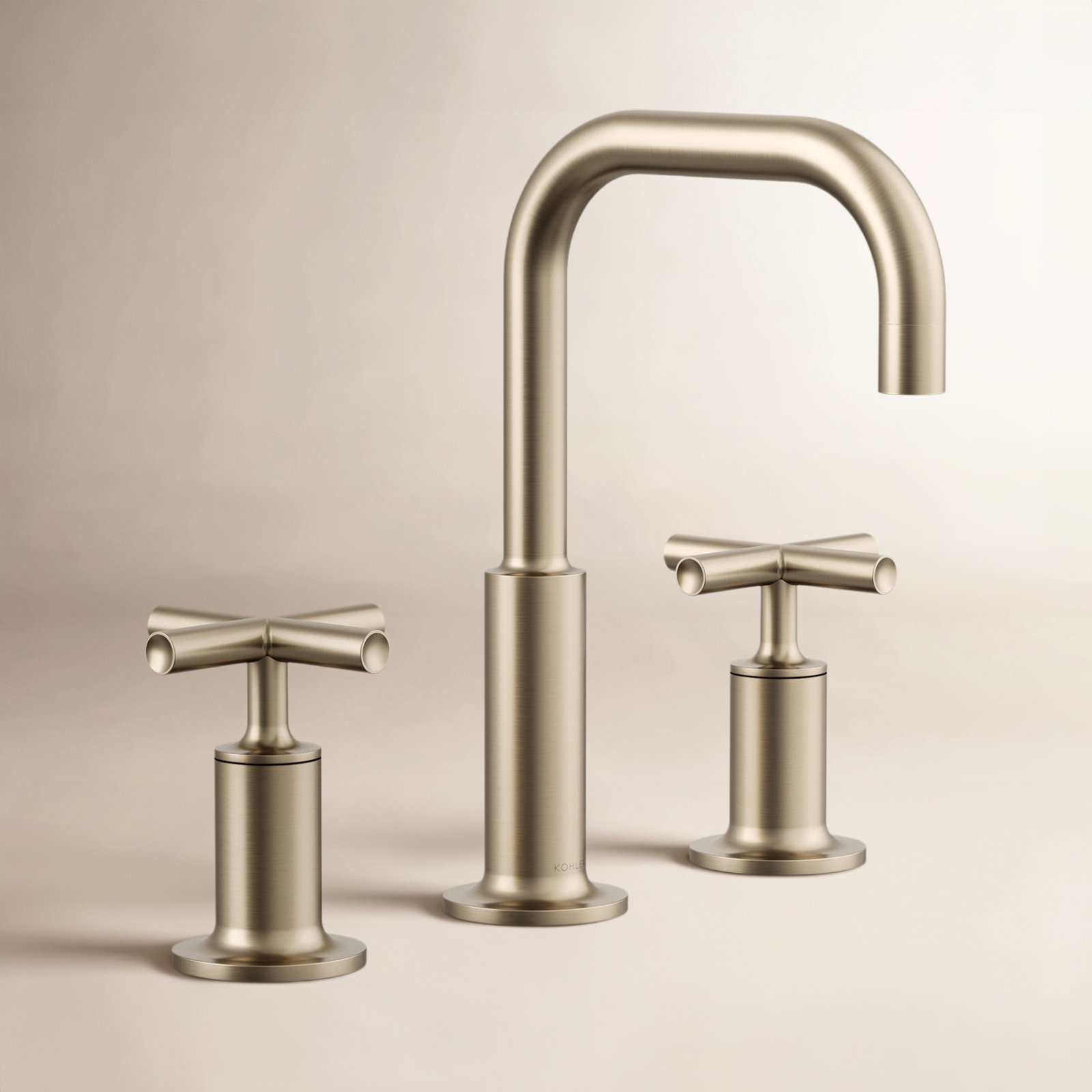 Kohler Purist Widespread Bathroom Faucet with Pop-Up Drain Assembly, 3-Hole High Arc Cross Handle Bathroom Sink Faucet, 1.2 gpm