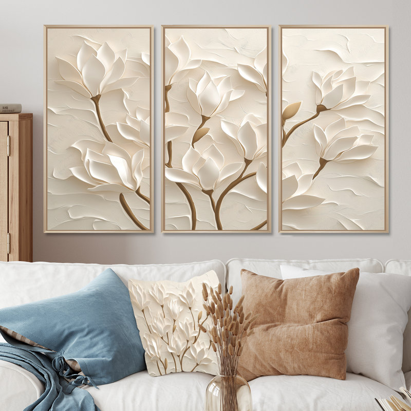 Ensemble de salon Adalbern - Magnolia, H 28 po x l 36 po, Reproduction avec cadre flottant, Naturel