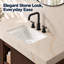 Meuble-lavabo suspendu simple EIDEN de 61 cm (24 po) en noyer avec dessus en pierre frittée couleur crème veinée or-136962232