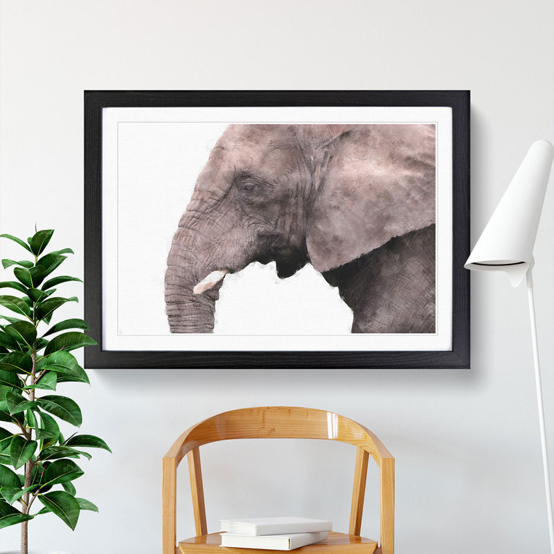 Portrait of an Elephant - Picture Frame Painting Print, 33cm H x 45cm W x 2cm D, Black Framed