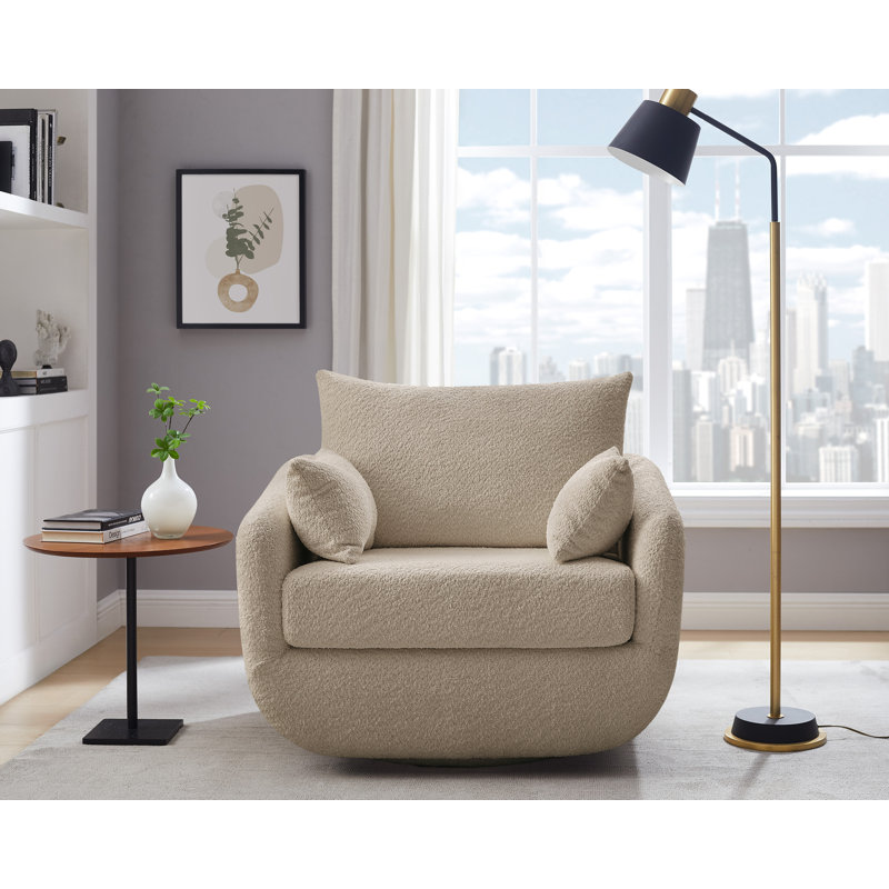 Rayel 40 "Width Swivel Single Chair Sits Deep And Comfortable, Camel Polyester