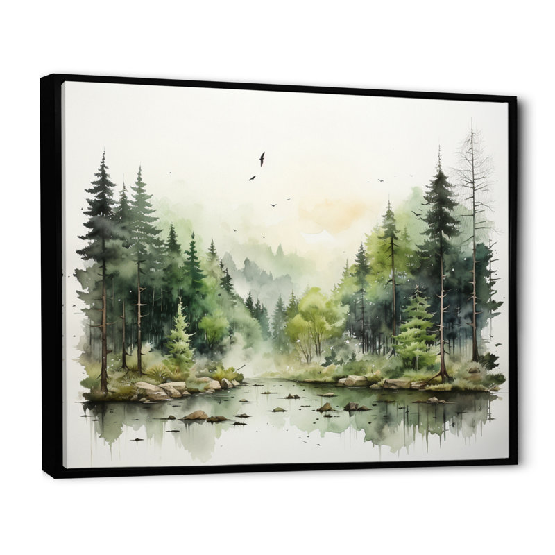 «Tranquil Forest Oasis I», reproduction sur toile, H 30 po x l 40 po x P 1,5 po, Cadre flottant noir