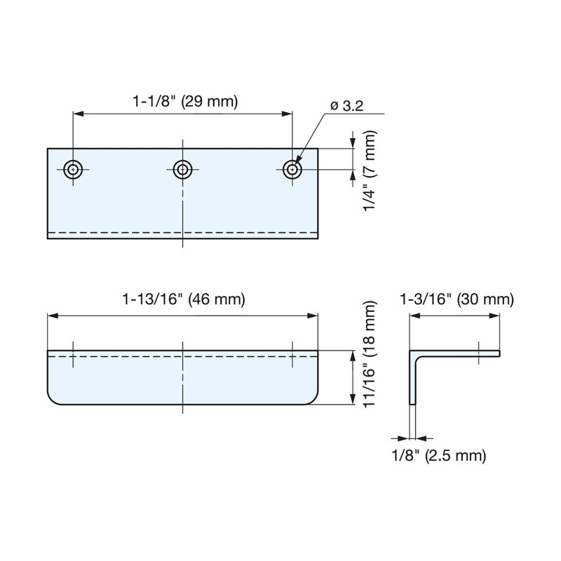 Sugatsune Edge Pull, Satin Nickel Finish