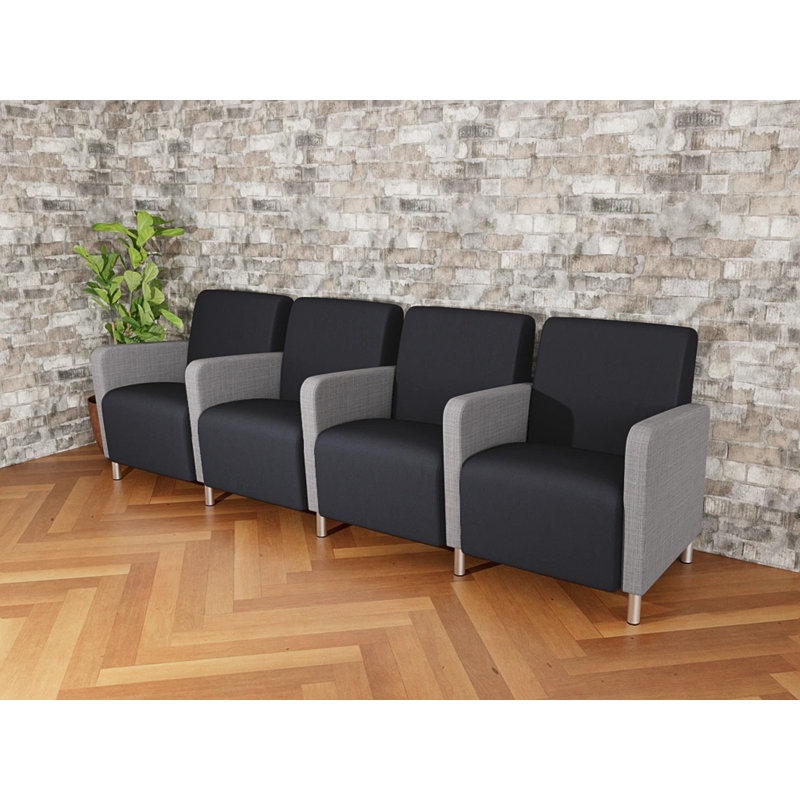 Sièges tandem 4 places Ravenna, Acier brossé, Gris Chambray / noir Patriot Plus